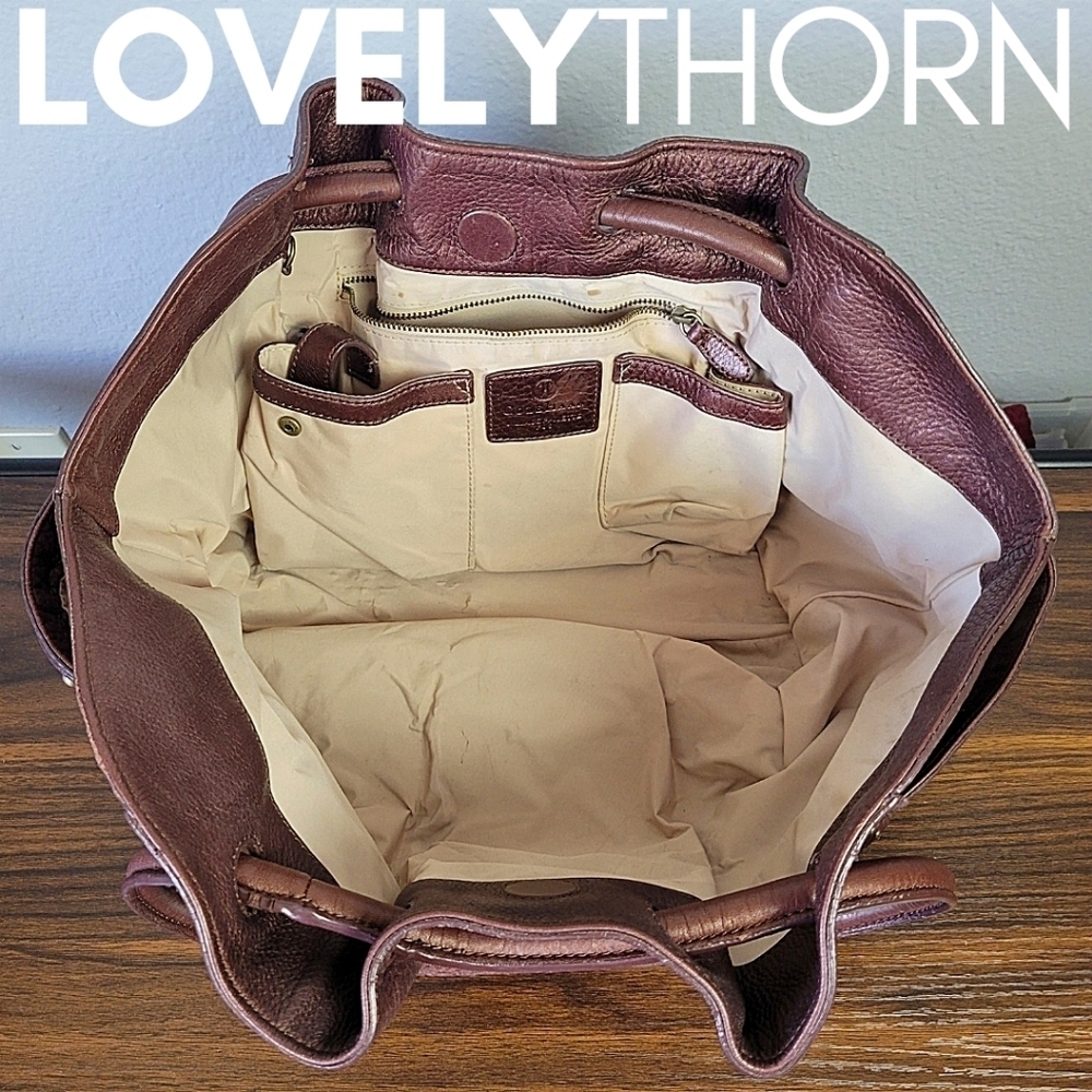 COLE HAAN // ltd ed buttery brown leather village paillette hobo bucket bag - Picture 14 of 16